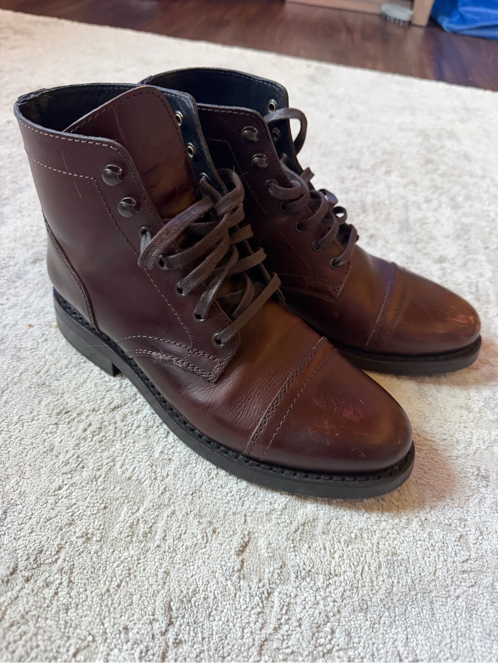 Thursday Boot Company Brown Leather Lace-Up Ankle Boots “Captain” Model - Picture 4 of 6